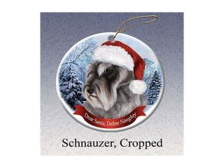 Holiday Pet Gifts Schnauzer (Cropped) Santa Hat Dog Porcelain Christmas Tree Ornament