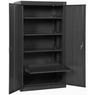 Sandusky 66 in. H x 36 in. W x 24 in. D Steel Heavy Duty Storage Cabinets with Pull Out Tray Shelf in Black ET52362466 09LL