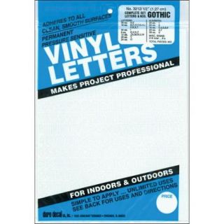 Permanent Adhesive Vinyl Letters & Numbers 1/2" Gothic/White