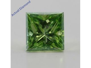 Princess Cut Loose Diamond (1.06 Ct, Forest Green(Color Irradiated), SI1(ClarIty Enhanced))