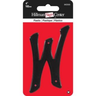 The Hillman Group 4 in. Black Plastic Letter W 842555