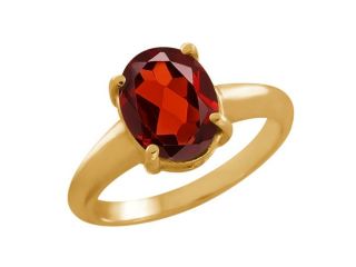 2.85 Ct Oval Red Garnet 18K Yellow Gold Ring