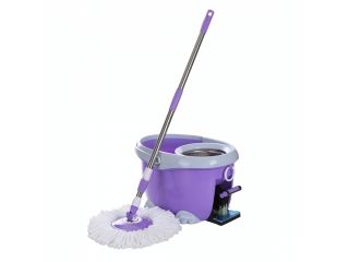 Ohuhu® Easy Wring Spin Mop & Bucket System  Four Drives Dehydration Spin Cleaning Mop with 2 Mop Heads
