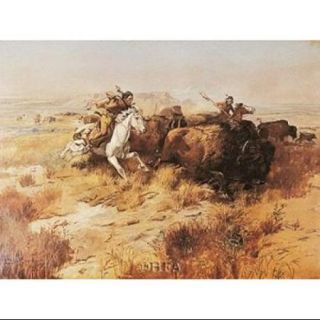 Indian Buffalo Hunt Poster Print by Charles M. Russell (11 x 9)