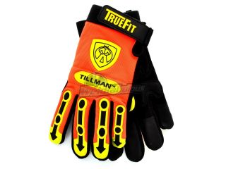 Tillman 1498M Truefit Syn.Leather Palm w/TPR Pads Hi Vis Nylon Work Glove,Medium