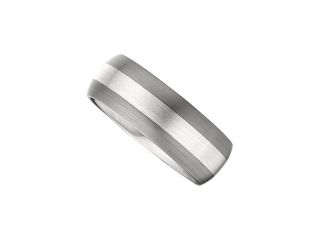 8.3MM Dura Tungsten Domed Satin Band With Sterling Silver Inlay Size 8