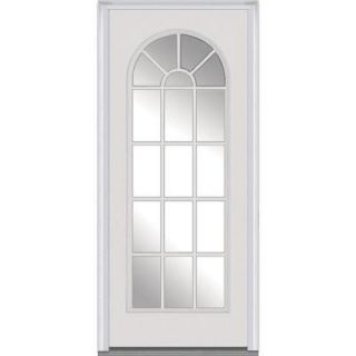Milliken Millwork 32 in. x 80 in. Classic Clear Glass Full Lite Round Top Primed White Majestic Steel Prehung Front Door Z000744R