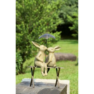 SPI Home Bunny Lovers on Bench Statue