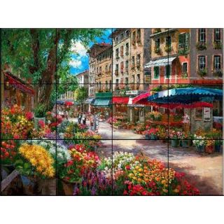 The Tile Mural Store Paris Flower Market 24 in. x 18 in. Ceramic Mural Wall Tile 15 399 2418 6C