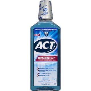 ACT Braces Care Clean Mint Anticavity Fluoride Mouthwash, 18 fl oz