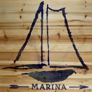 Marina Graphic Art on Wood Planks in Natural by Marmont Hill