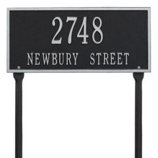 Whitehall Products Hartford Rectangular Black/Silver Standard Lawn 2 Line Address Plaque 1323BS