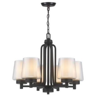 World Imports 6 Light Oil Rubbed Bronze Chandelier with Glass in Glass Shade ES0007OB4