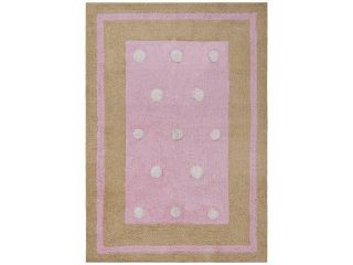 St Croix Trading Company Carousel Pink Border Dots 4x6 Area Rug