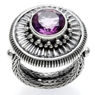 The Samuel B. Collection Sterling Silver Amethyst Bezel Set Round Ring