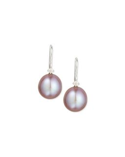 Belpearl Pink Kasumiga Pearl Earrings w/White Diamonds