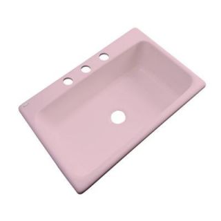 Thermocast Manhattan Drop In Acrylic 33 in. 3 Hole Single Bowl Kitchen Sink in Dusty Rose 48362