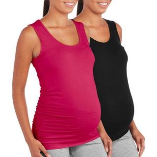Oh Mamma Maternity Basic Tank with Side Ruching, 2 Pack Value Bundle