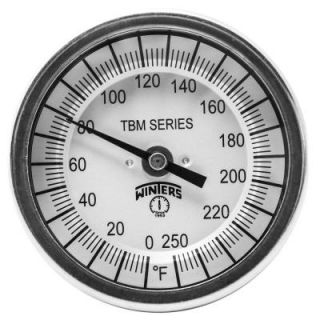 Winters Instruments TBM Series 3 in. Dial Thermometer with Fixed Center Back Connection and 2.5 in. Stem with Range of 0 250°F TBM30025B19