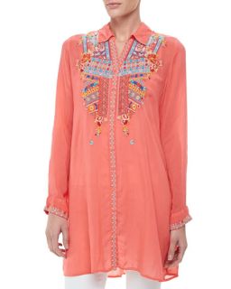 Johnny Was Collection Gloria Embroidered Flower Tunic