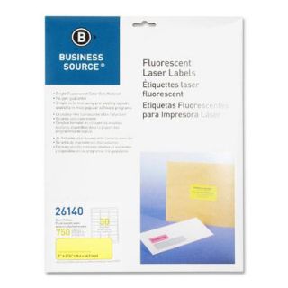 Business Source Laser Labels, Fluorescent, 1''x2 5/8'', 750 per Pack, Neon Yellow
