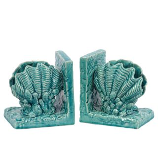 Turquoise Ceramic Sea Shell Bookends