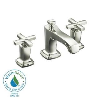 KOHLER Margaux 8 in. Widespread 2 Handle Low Arc Water Saving Bathroom Faucet in Vibrant Polished Nickel with Cross Handles K 16232 3 SN