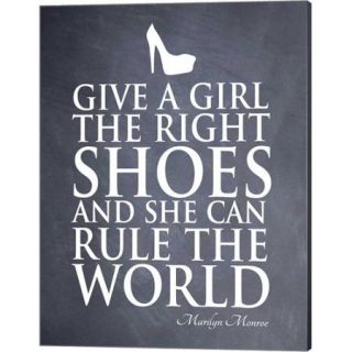 Evive Designs 'Give a Girl' by Susan Newberry Textual Art on Canvas in Black and White