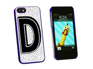 Letter D Initial Sprinkles Black White   Snap On Hard Protective Case for Apple iPhone 5   Blue