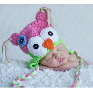 Handmade Girls Pink Lime Owl Hat   Shopping   The Best