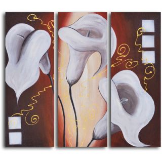 My Art Outlet 3 Piece Choral Lilies Risen Hand Painted Oil