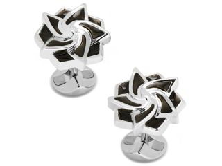 Black Geometric Flower Cufflinks