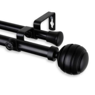 Rod Desyne 66 in.   120 in. Telescoping Double Curtain Rod Kit in Black with Poise Finial 4791 662
