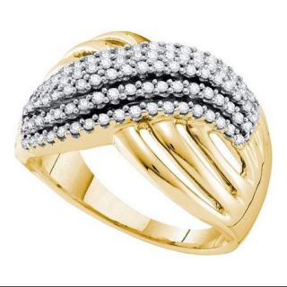 14K Yellow Gold 0.51ctw Shared Prong Diamond Fashion Criss Cross Band Ring