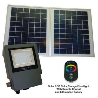 Solar Goes Green Solar Grey Color LED Changing Outdoor Flood Light with Remote Control SGG RGB 54 2R