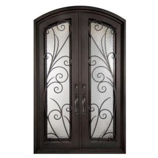 Iron Doors Unlimited 62 in. x 97.5 in. Flusso Classic Full Lite Painted Oil Rubbed Bronze Wrought Iron Prehung Front Door IF6297RELW 8