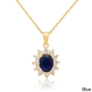 Dolce Giavonna 14k Gold Overlay Blue and Green Glass Pendant Necklace