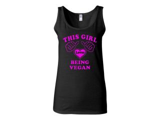 Junior This Girl Loves Being Vegan Statement Graphic Sleeveless Tank Top