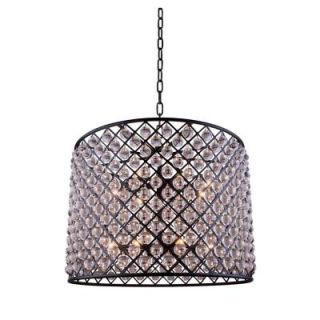 Elegant Lighting Madison 12 Light Mocha Brown Chandelier with Clear Crystal 1204D35MB/RC