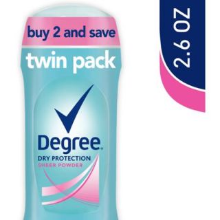 Degree Dry Protection Sheer Powder Invisible Solid Deodorant, 2.6 oz, Twin Pack
