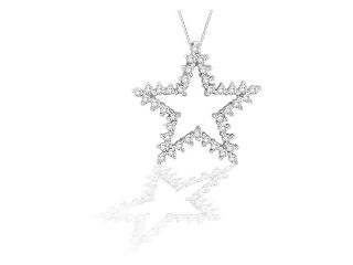 14k Gold Star Pendant with 0.60cts of diamonds. Chain Included