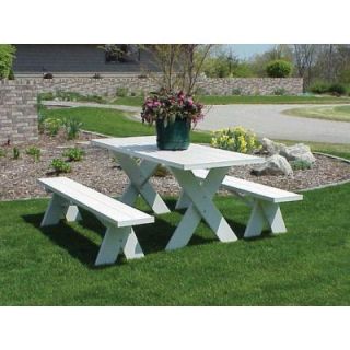 Dura Trel 6 ft. White Vinyl Table with Unattached Patio Bench 11126