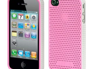 Apple iPhone 4S/iPhone 4 White Border with Hot Pink Back Platinum Collection Fusion Series