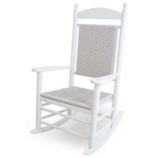 47" Earth Friendly Recycled Patio Rocking Chair   White w/ White Loom Weave