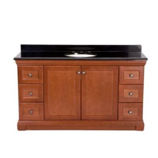 St. Paul Brentwood 60 in. Vanity in Amber with 61 in. Colorpoint Vanity Top in Black DISCONTINUED BRSD60BLP2COM AM