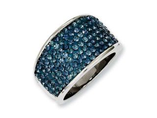 Stainless Steel Blue Crystalstal Polished Ring