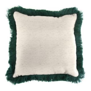 Jordan Manufacturing Sunbrella Frequency Parchment Square Outdoor Throw Pillow with Forest Green Fringe DP981P1 2604f19