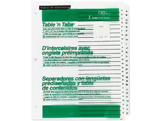 Avery 11676 Office Essentials Table 'N Tabs Dividers, 26 Tab, A Z, Letter, White, 1 Set