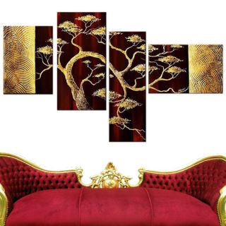 Large Abstract Modern Brown Tree Oil Painting 5 piece Canvas Set