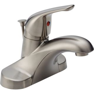 Delta Foundations Stainless 1 Handle 4 in Centerset WaterSense Bathroom Faucet (Drain Included)